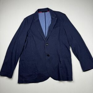 Raffi Blazer Mens XL Navy Blue Knit Unstructured Cotton Blend Casual Jacket